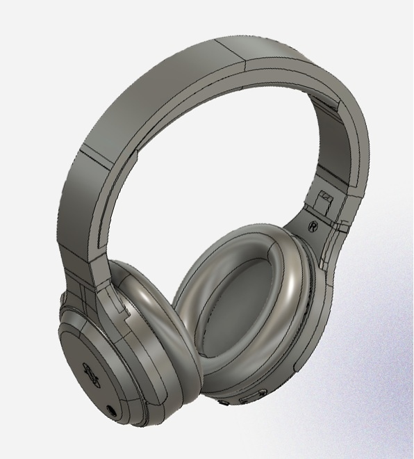 CAD render of the redesigned wireless headphones